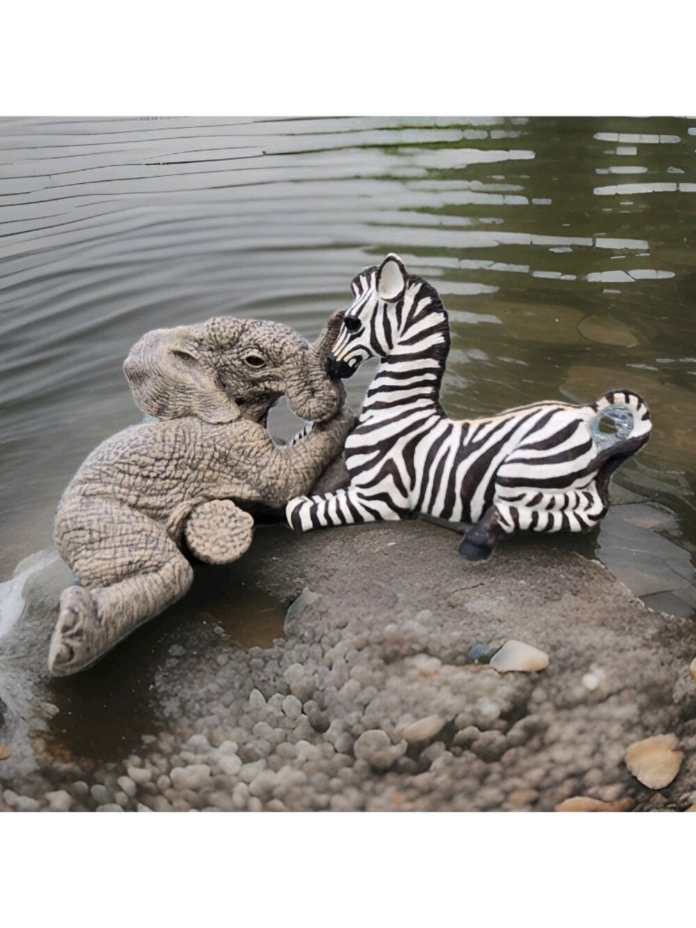 The Herd Star & Stripes By Martha Carey Elephant & Zebra Figurine Safari Animals